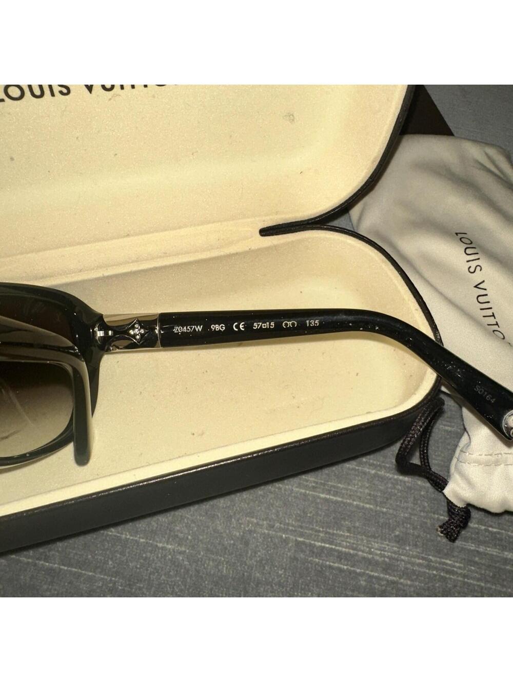 LOUIS VUITTON Black Speckle Acetate Frame Heather Strass Sunglasses Z0457W $700 - Picture 2 of 6